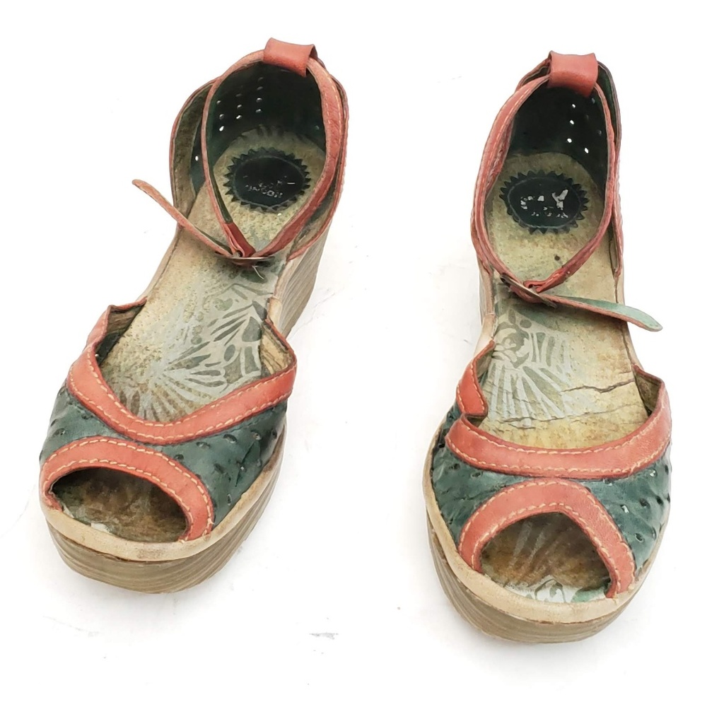 Fly London Leather Sandals peep wedges - Size 37